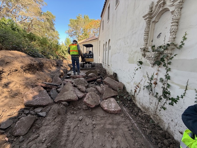 Removing debris during rispin mansion restoration
