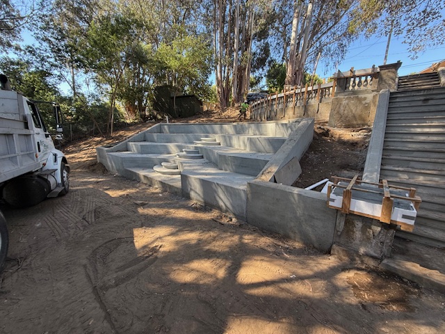 restored concrete steps in historic rispin mansion